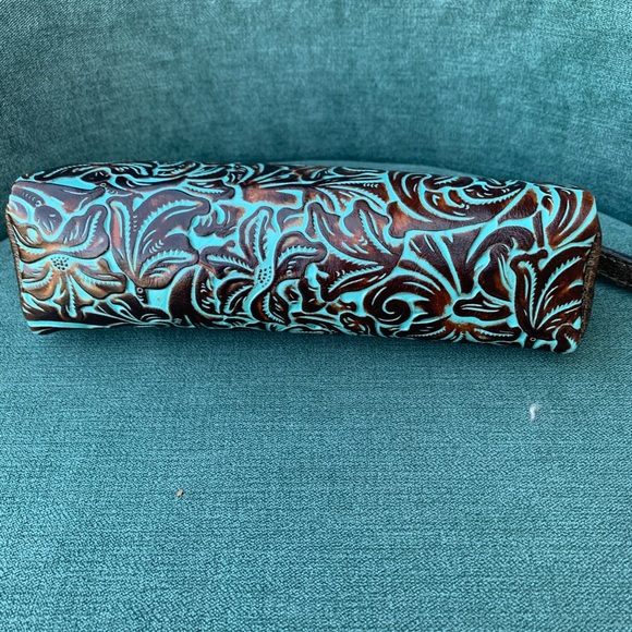 Patricia Nash Brown and Teal Cosmetic Bag - Picture 7 of 8